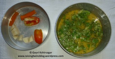 Rice-Dal & vegetables in separators