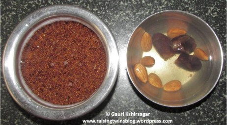 Soak ragi and dry fruits